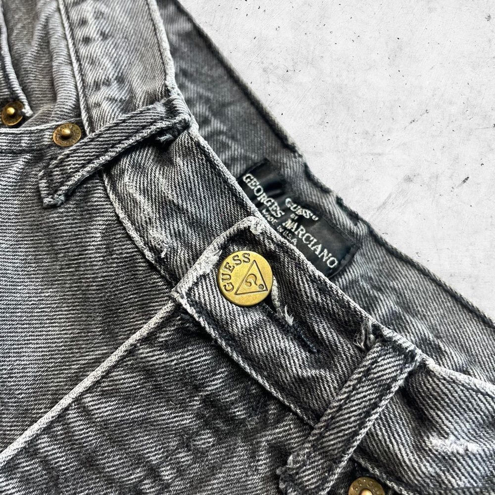 Vtg 90s Guess Jeans USA Black Jeans, Green Patch, USA Made, Tapered Slim 28 x 33 - Picture 3 of 10